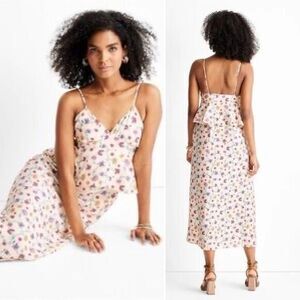 Future Collective Floral Empire Waist Ruffle Midi Dress Size 6